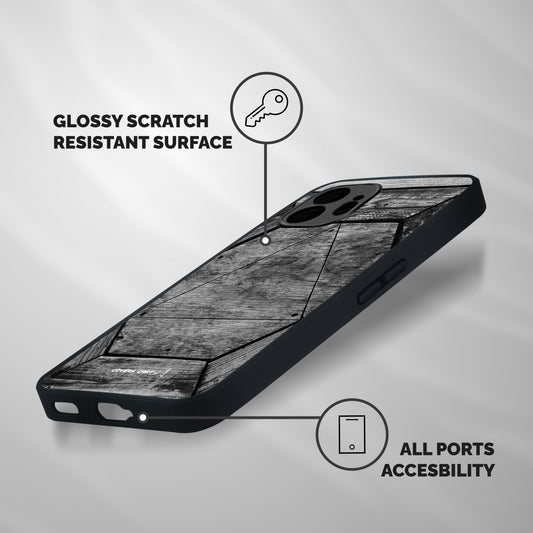 Wooden Hexagon Shockproof Hybrid Protection (Metal + TPU) Back Case Cover