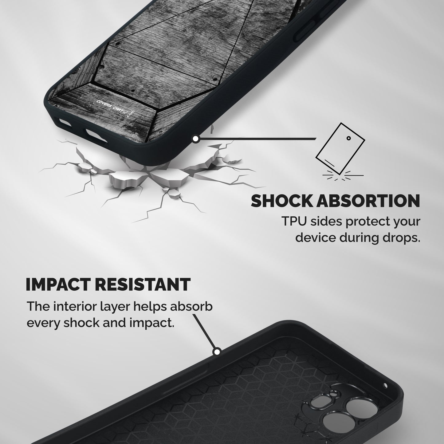 Wooden Hexagon Shockproof Hybrid Protection (Metal + TPU) Back Case Cover