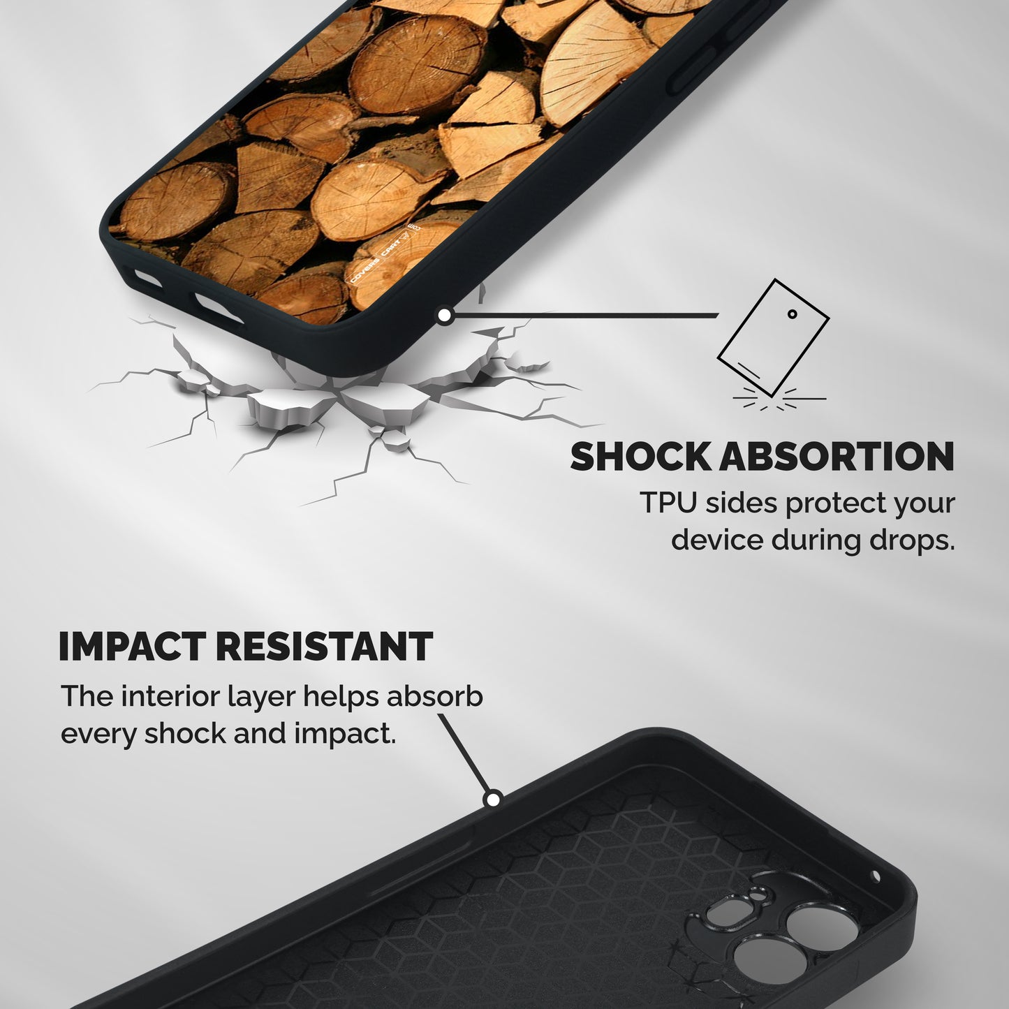 Wooden Logs Shockproof Hybrid Protection (Metal + TPU) Back Case Cover