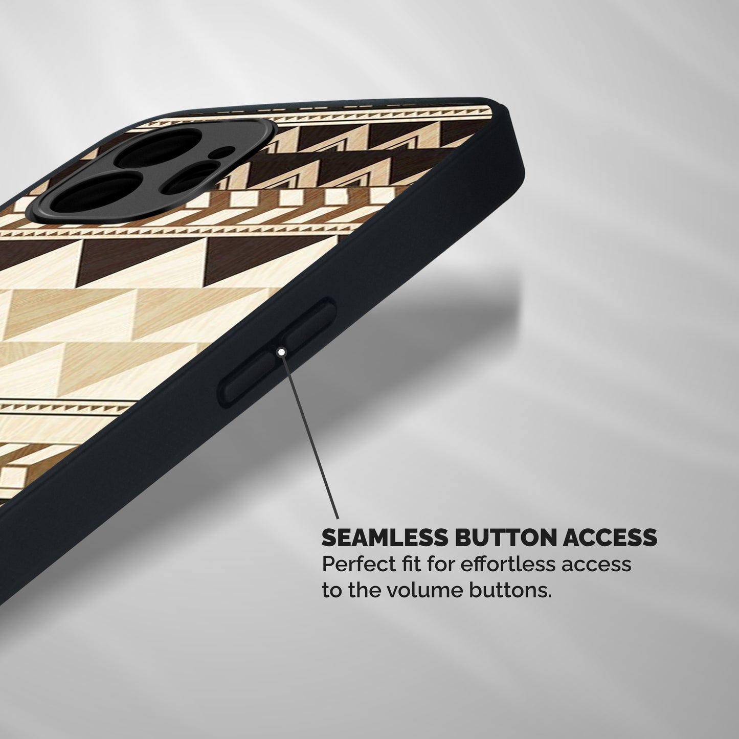 Wooden Printed Chevron Shockproof Hybrid Protection (Metal + TPU) Back Case Cover