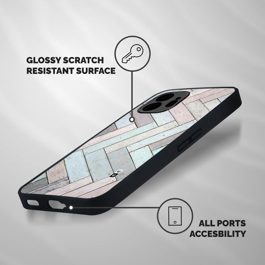 Wooden ZigZag Design Shockproof Hybrid Protection (Metal + TPU) Back Case Cover