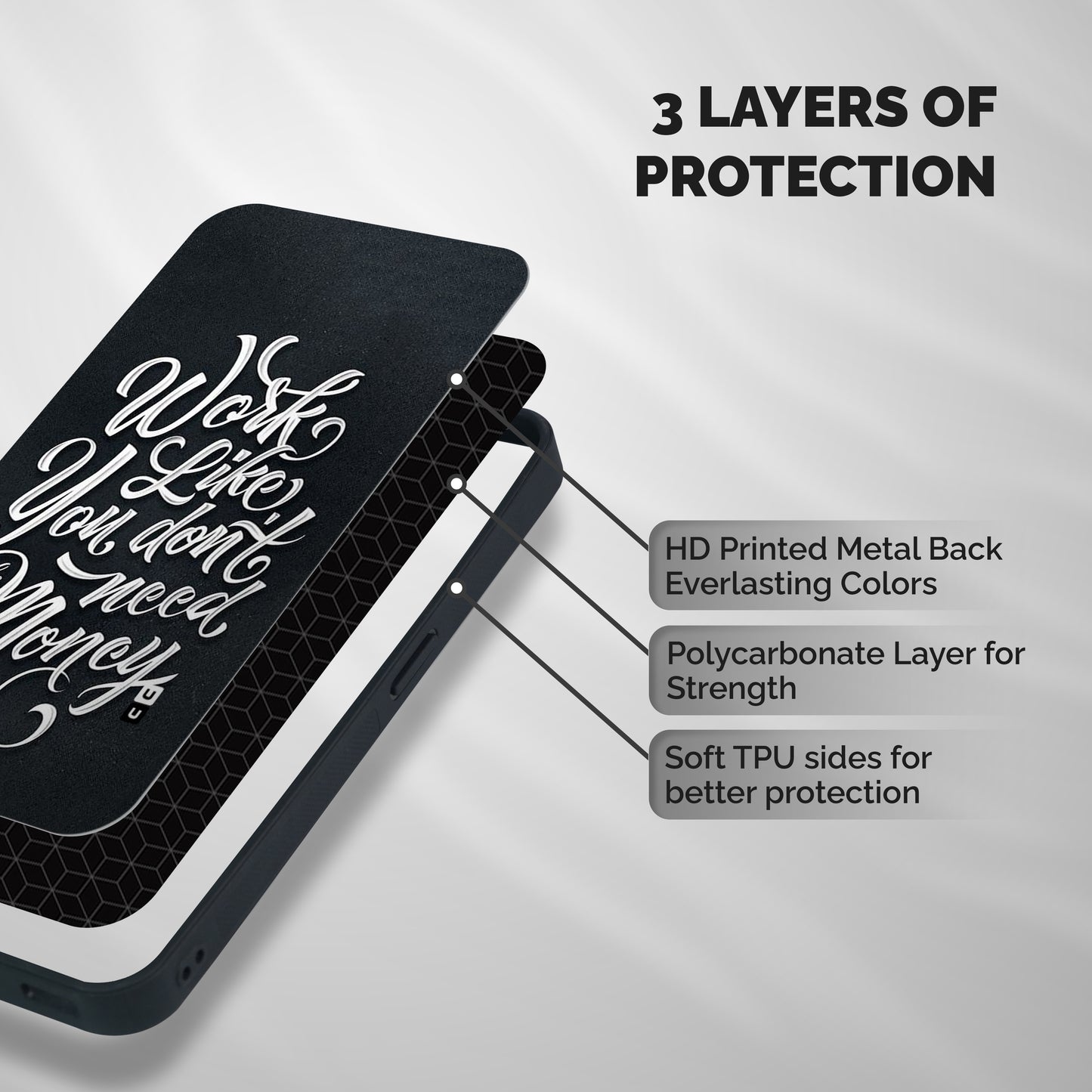 Work Like King Shockproof Hybrid Protection (Metal + TPU) Back Case Cover