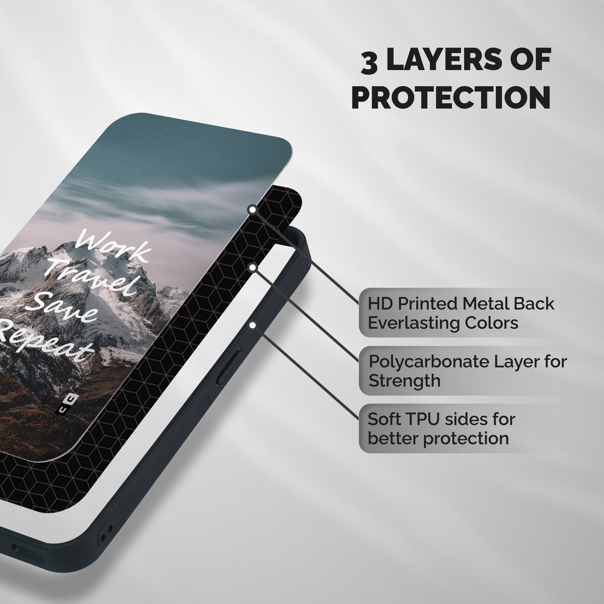 Work Travel Shockproof Hybrid Protection (Metal + TPU) Back Case Cover