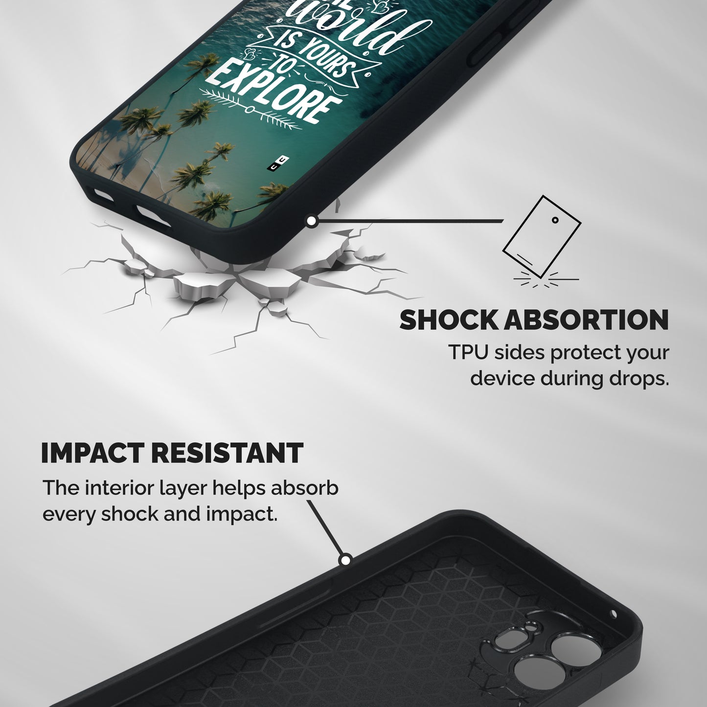 World To Explore Shockproof Hybrid Protection (Metal + TPU) Back Case Cover