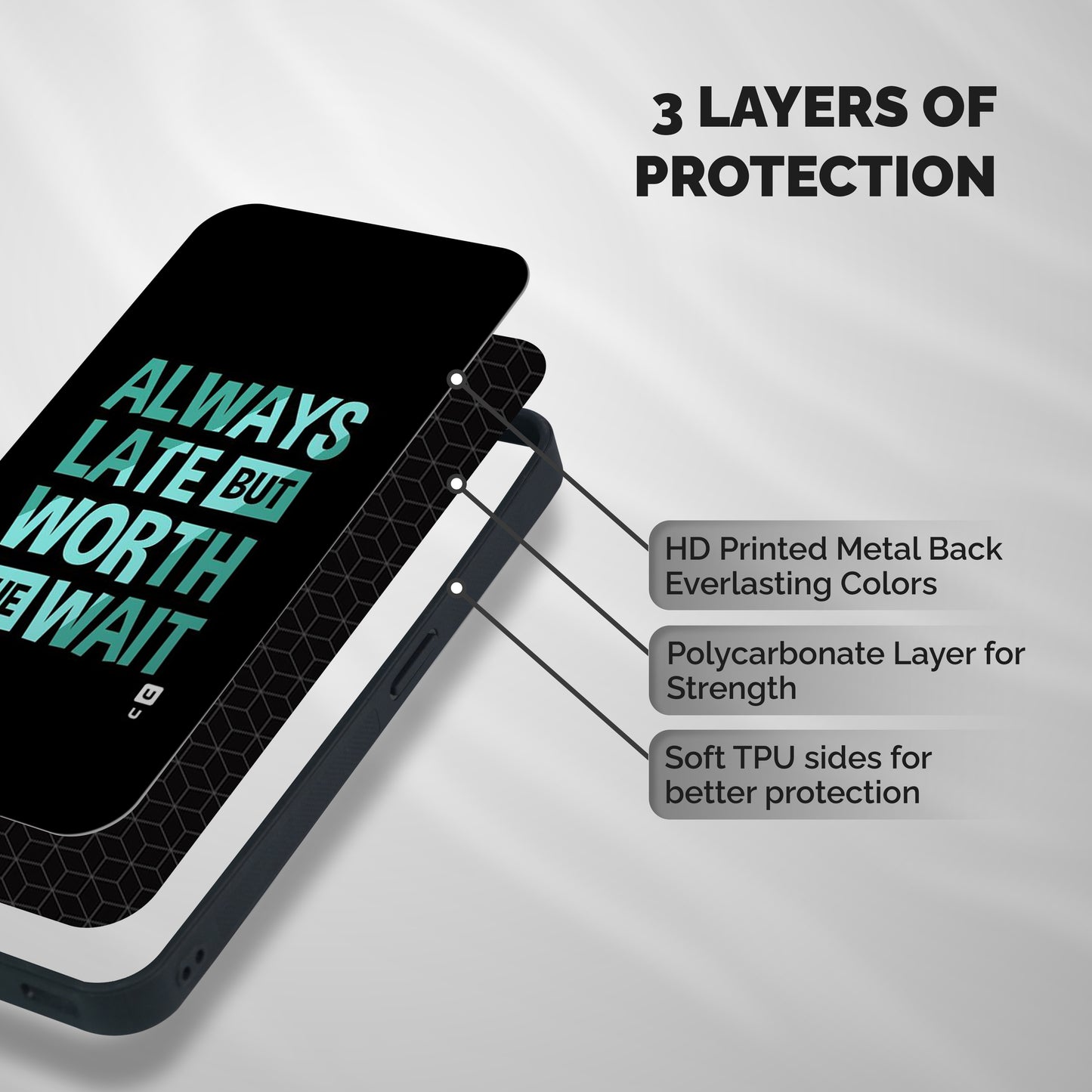 Worth the Wait Shockproof Hybrid Protection (Metal + TPU) Back Case Cover