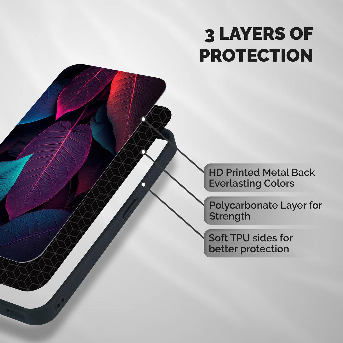 Wow Leaves Shockproof Hybrid Protection (Metal + TPU) Back Case Cover
