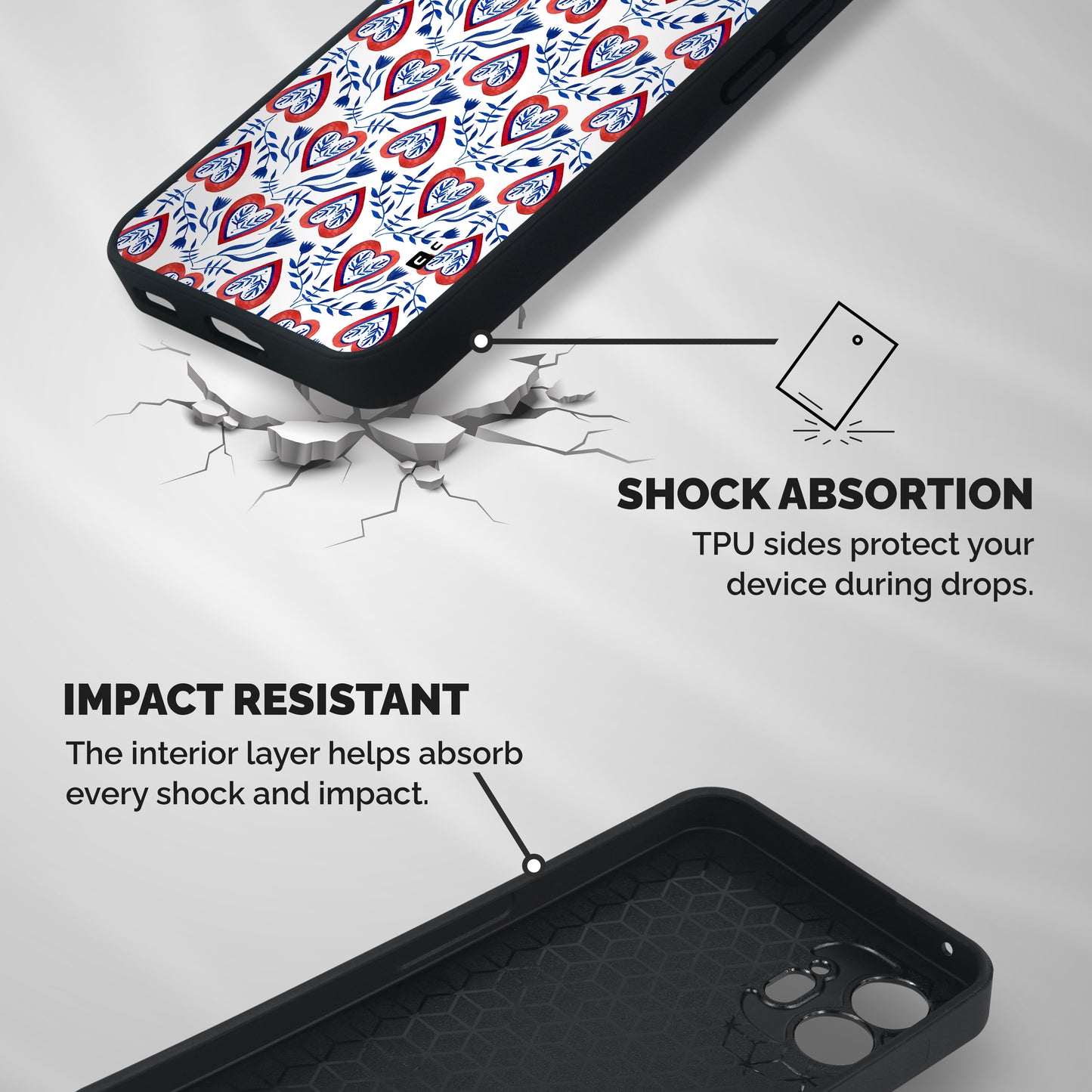 Wrapping Hearts Pattern Shockproof Hybrid Protection (Metal + TPU) Back Case Cover