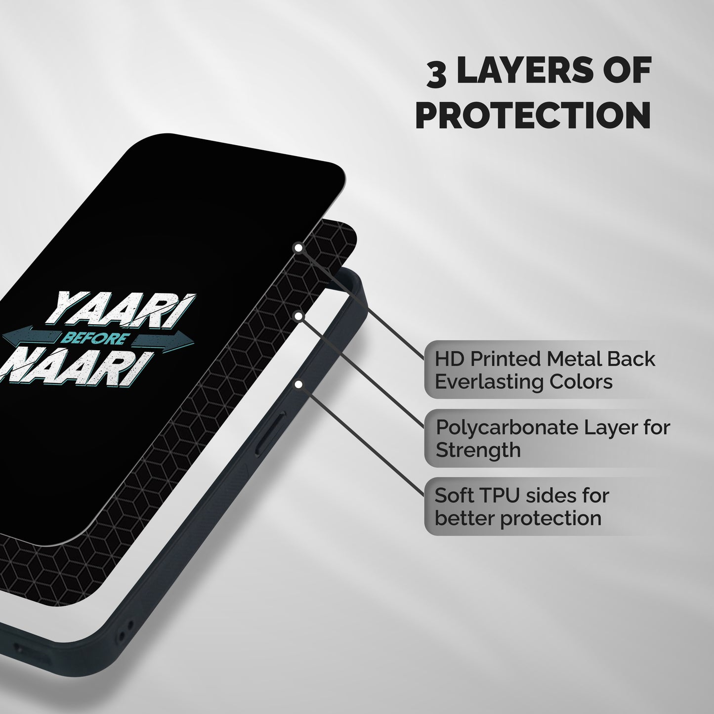 Yaari Naari Shockproof Hybrid Protection (Metal + TPU) Back Case Cover