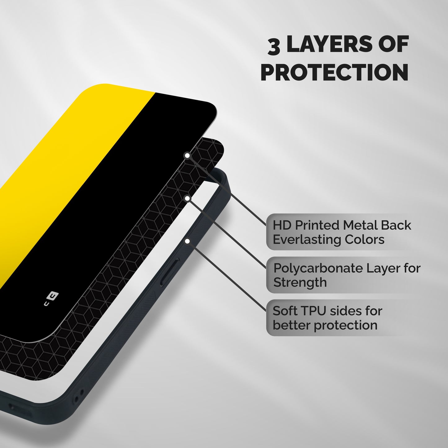 Yellow Black Super Minimalistic Shockproof Hybrid Protection (Metal + TPU) Back Case Cover