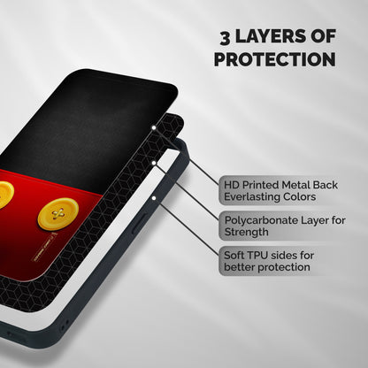 Yellow Button Shockproof Hybrid Protection (Metal + TPU) Back Case Cover