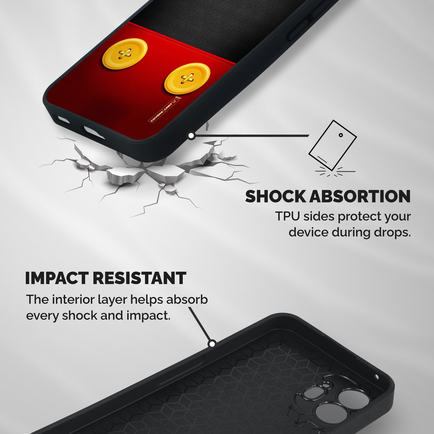 Yellow Button Shockproof Hybrid Protection (Metal + TPU) Back Case Cover