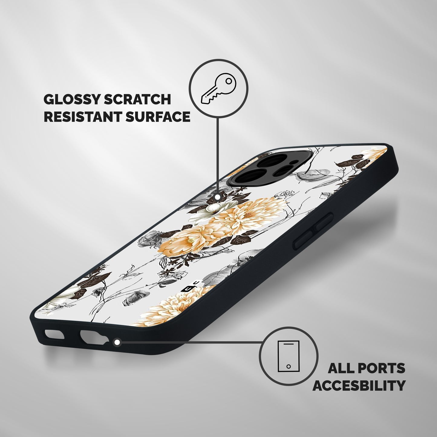 Yellow Floral Shockproof Hybrid Protection (Metal + TPU) Back Case Cover