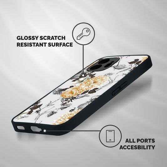 Yellow Floral Shockproof Hybrid Protection (Metal + TPU) Back Case Cover