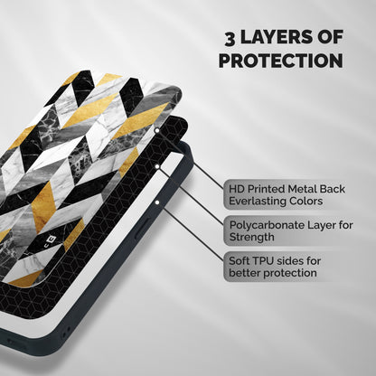 Yellow Grey Marble Shockproof Hybrid Protection (Metal + TPU) Back Case Cover
