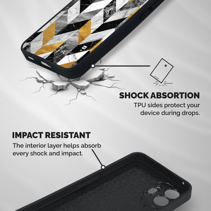 Yellow Grey Marble Shockproof Hybrid Protection (Metal + TPU) Back Case Cover
