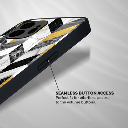 Yellow Grey Marble Shockproof Hybrid Protection (Metal + TPU) Back Case Cover