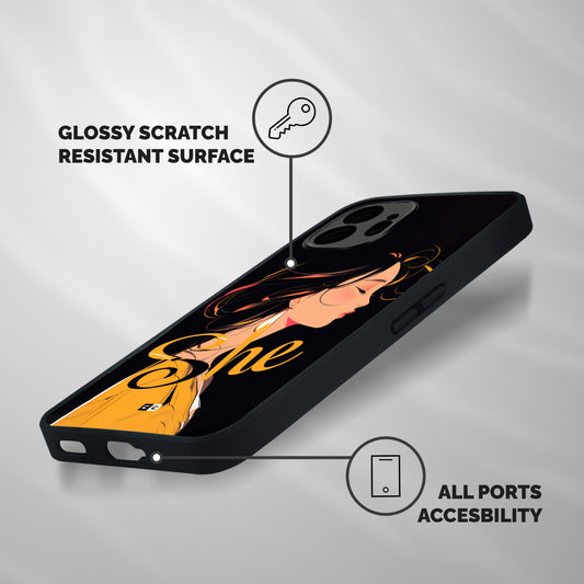 Yellow Lady Shockproof Hybrid Protection (Metal + TPU) Back Case Cover