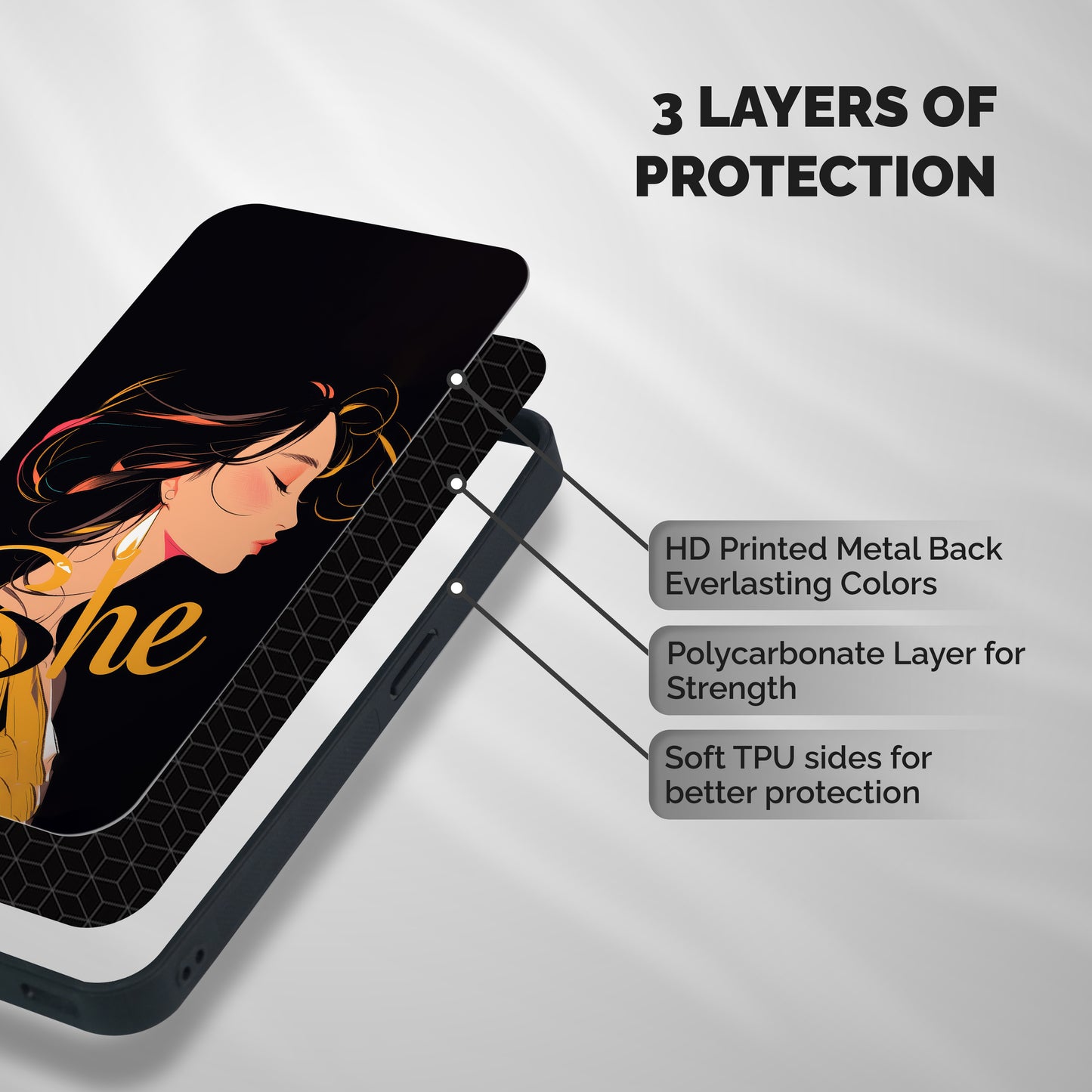 Yellow Lady Shockproof Hybrid Protection (Metal + TPU) Back Case Cover