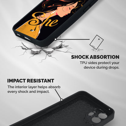 Yellow Lady Shockproof Hybrid Protection (Metal + TPU) Back Case Cover