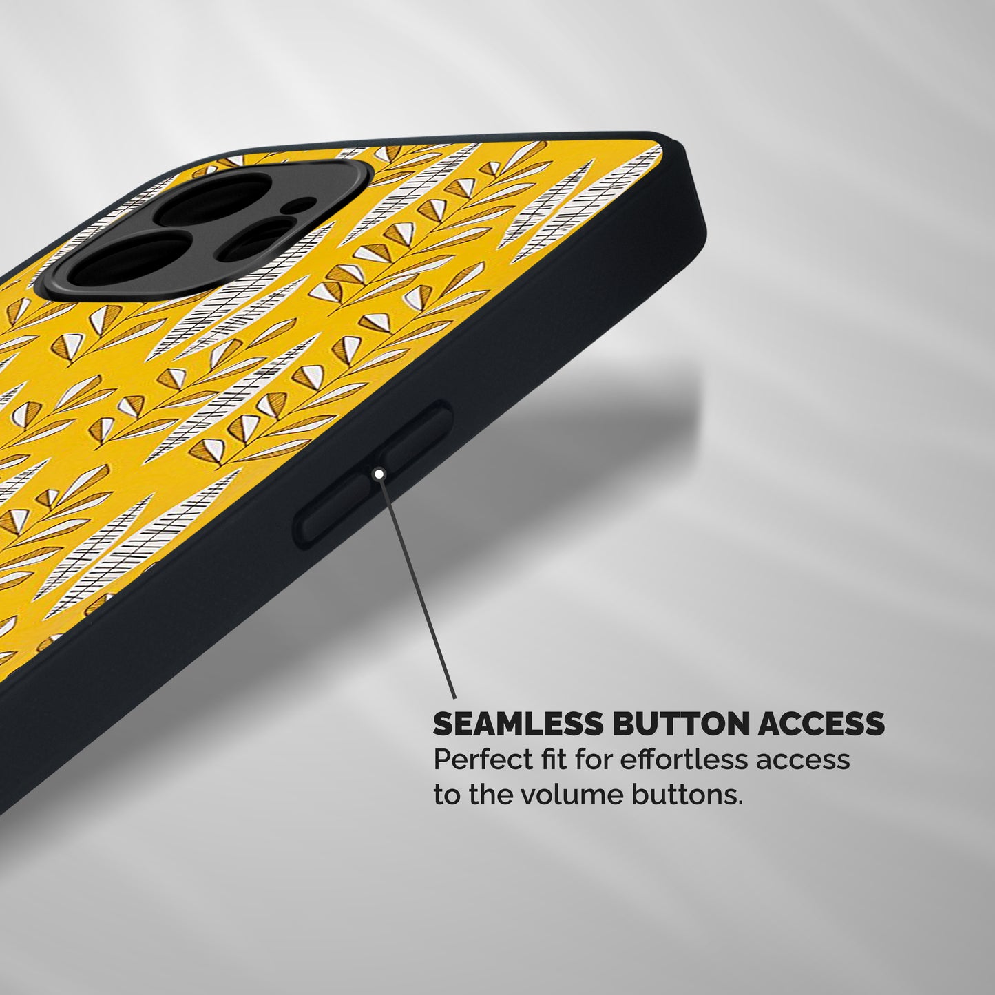 Yellow Leaf Pattern Shockproof Hybrid Protection (Metal + TPU) Back Case Cover