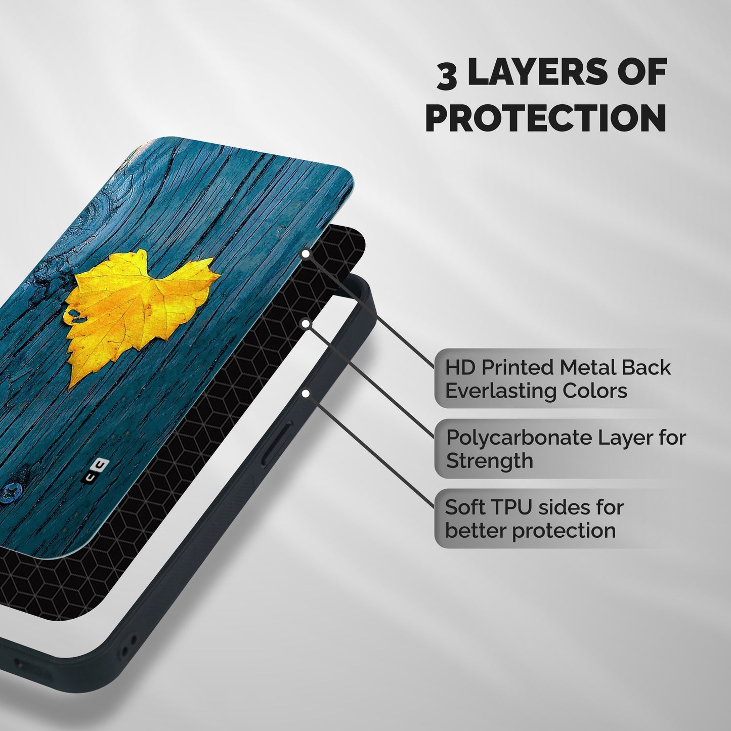 Yellow Leaf Shockproof Hybrid Protection (Metal + TPU) Back Case Cover