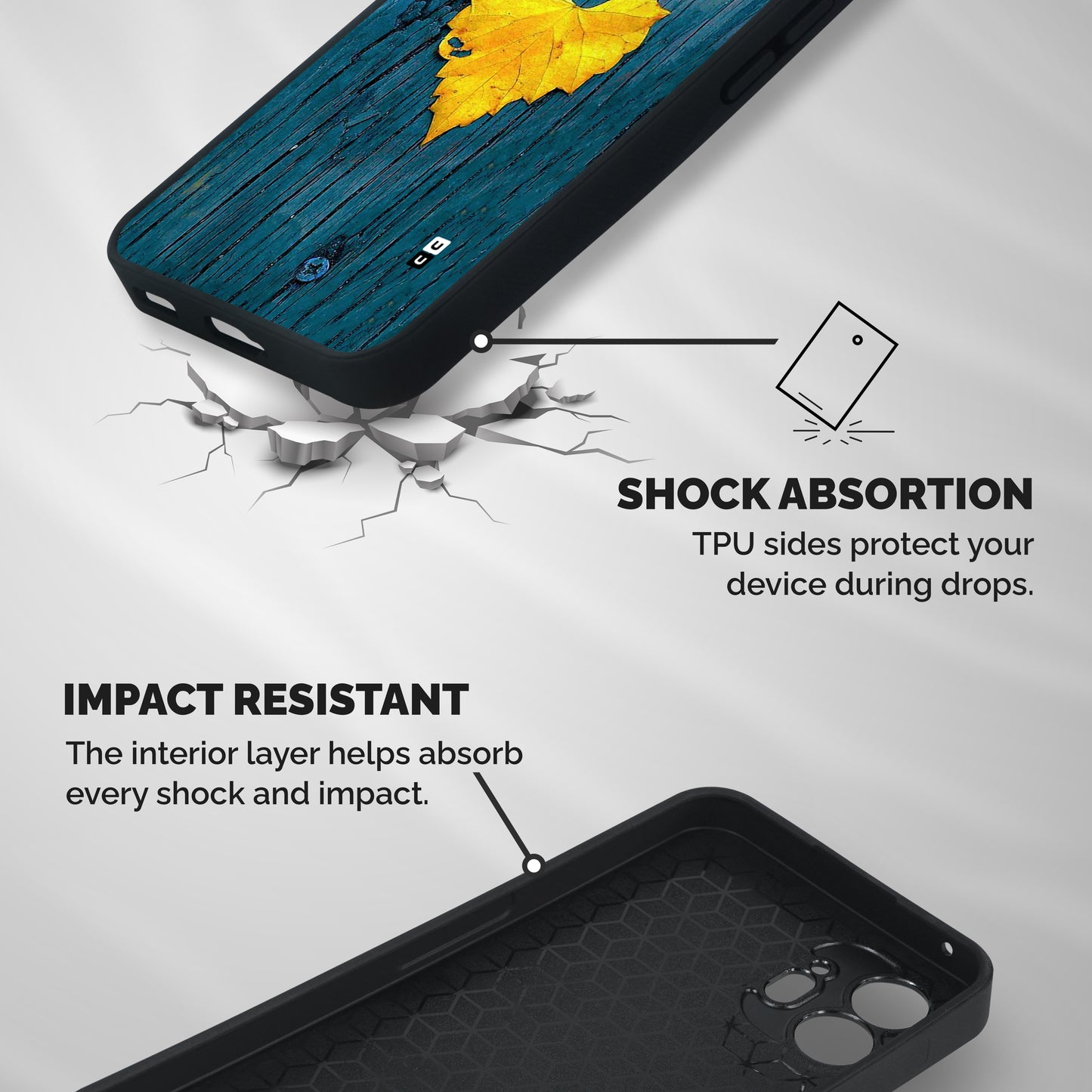 Yellow Leaf Shockproof Hybrid Protection (Metal + TPU) Back Case Cover