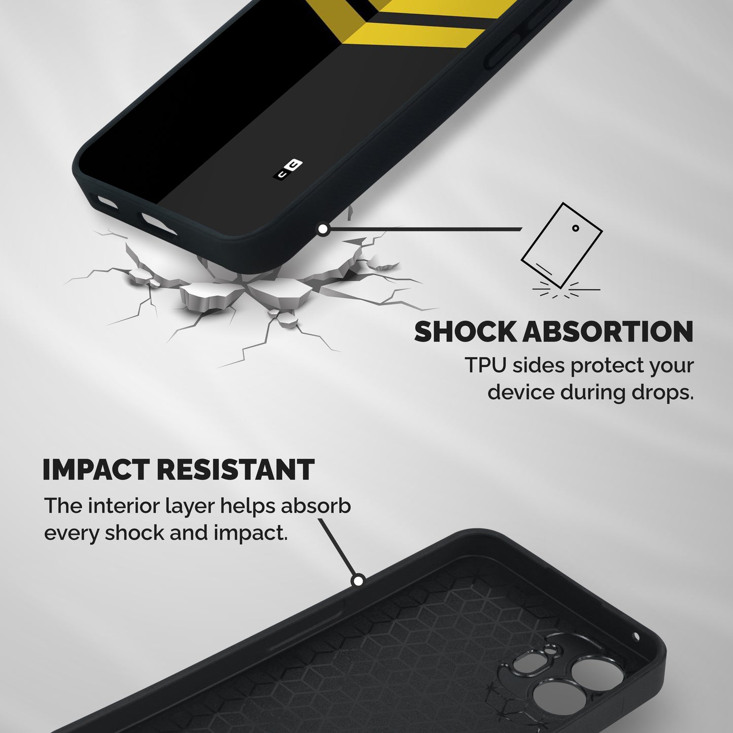 Yellow Lines Shockproof Hybrid Protection (Metal + TPU) Back Case Cover
