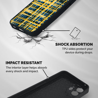 Yellow Rugged Check Design Shockproof Hybrid Protection (Metal + TPU) Back Case Cover