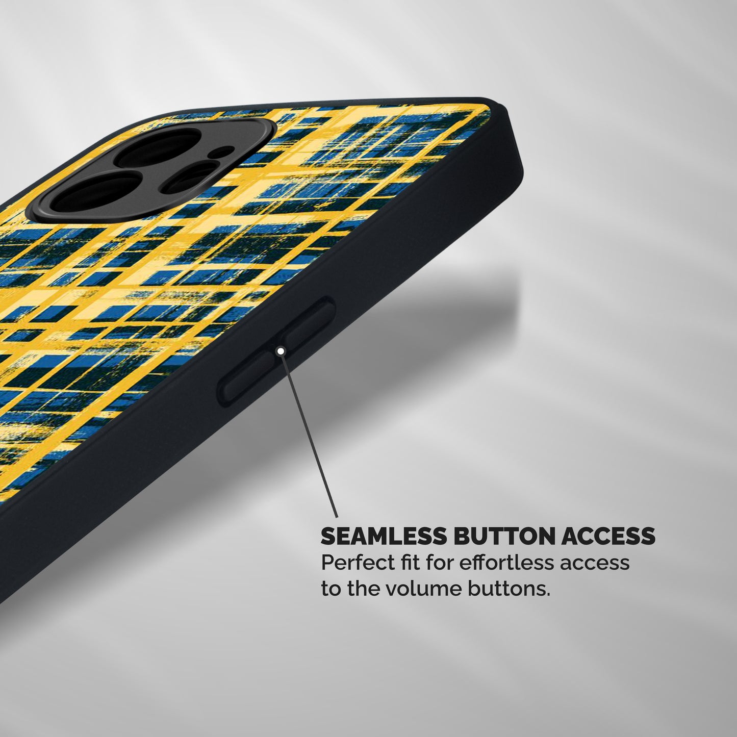 Yellow Rugged Check Design Shockproof Hybrid Protection (Metal + TPU) Back Case Cover