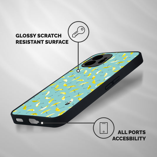 Yellow Umbrella Pattern Shockproof Hybrid Protection (Metal + TPU) Back Case Cover