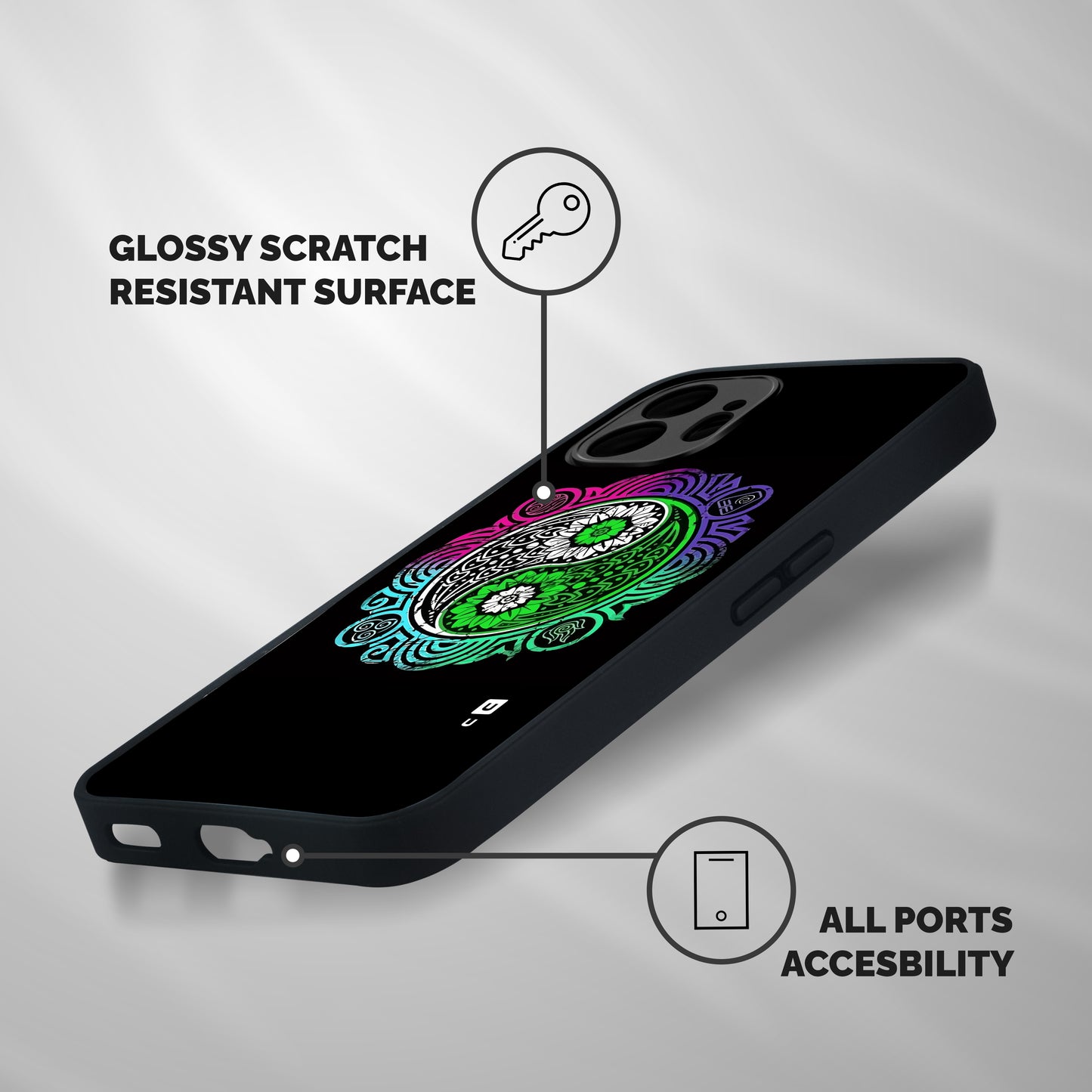 Yin and Yang Colorful Mandala Shockproof Hybrid Protection (Metal + TPU) Back Case Cover