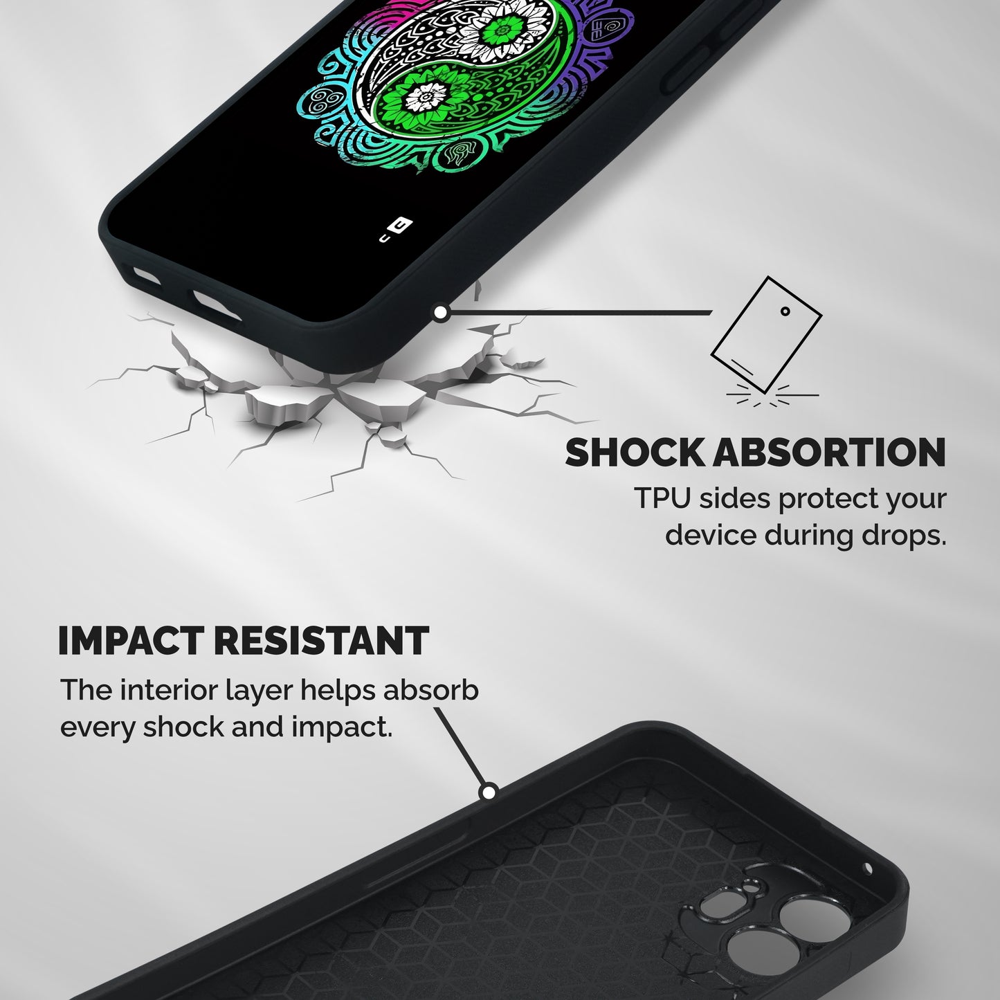 Yin and Yang Colorful Mandala Shockproof Hybrid Protection (Metal + TPU) Back Case Cover
