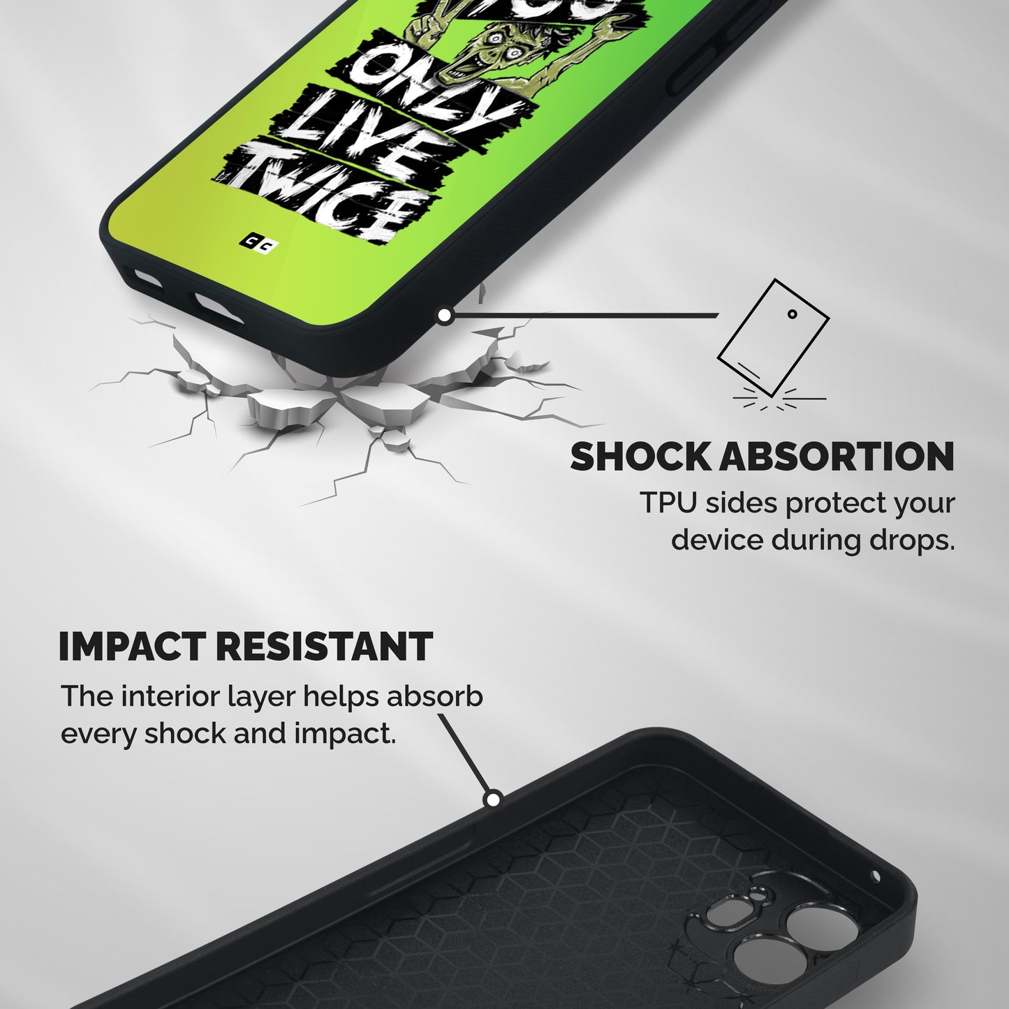 Yolo Zombie Shockproof Hybrid Protection (Metal + TPU) Back Case Cover