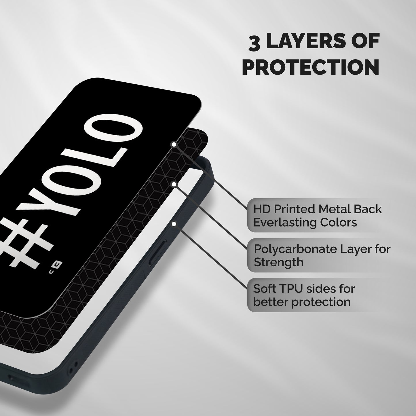 Yolo Shockproof Hybrid Protection (Metal + TPU) Back Case Cover