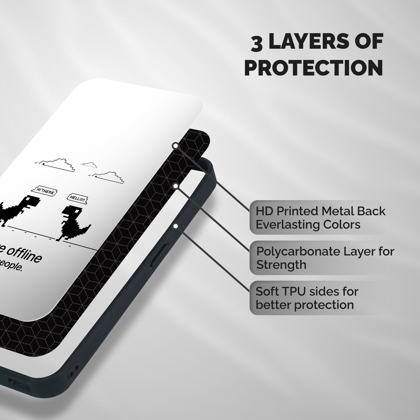 You Are Offline Shockproof Hybrid Protection (Metal + TPU) Back Case Cover