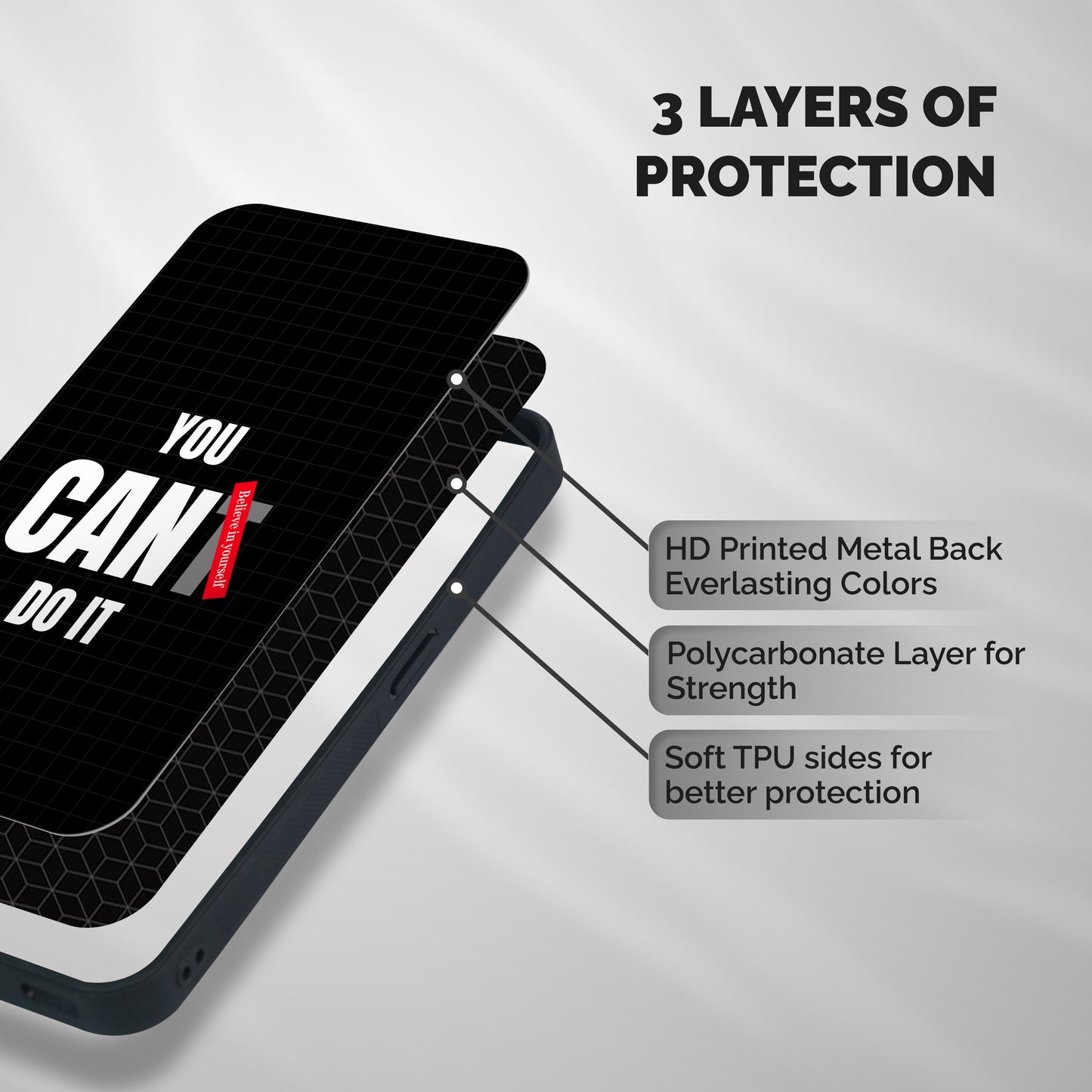 You Can Do It Shockproof Hybrid Protection (Metal + TPU) Back Case Cover