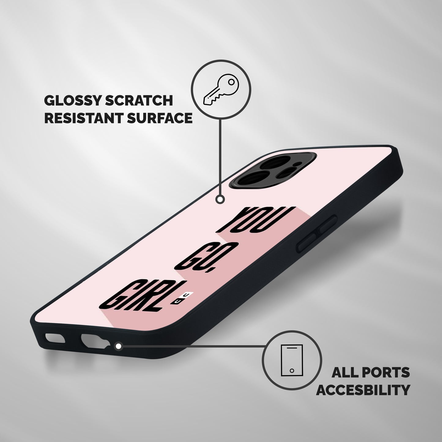 You Go Girl Shadow Shockproof Hybrid Protection (Metal + TPU) Back Case Cover