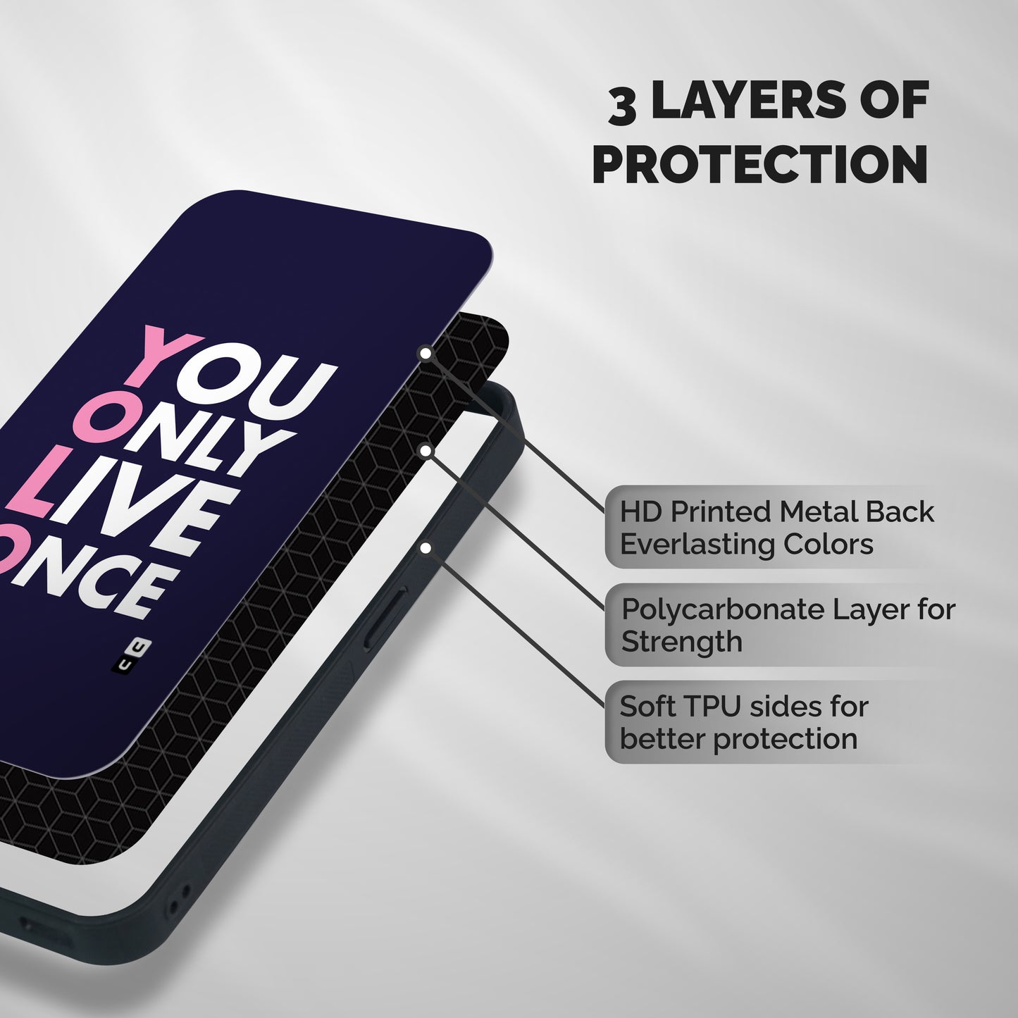 You Live Only Once Shockproof Hybrid Protection (Metal + TPU) Back Case Cover