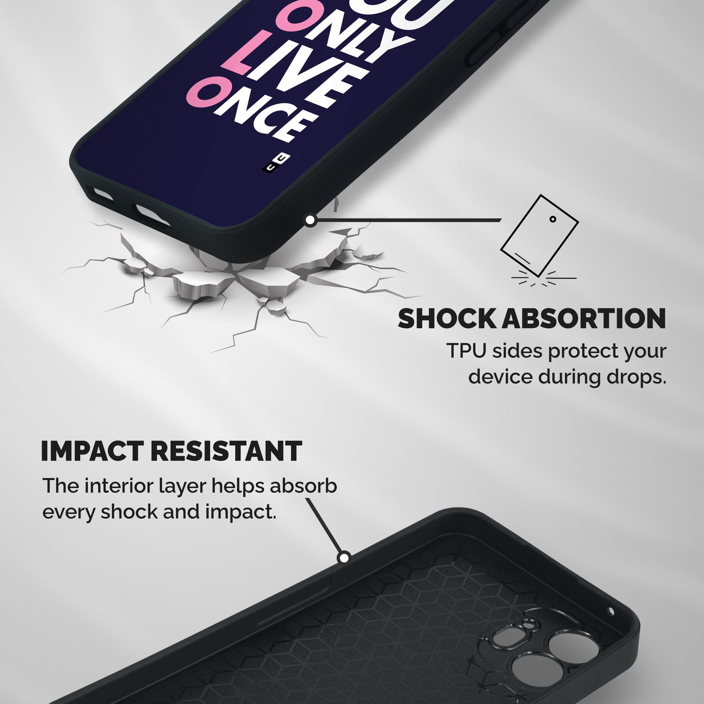You Live Only Once Shockproof Hybrid Protection (Metal + TPU) Back Case Cover