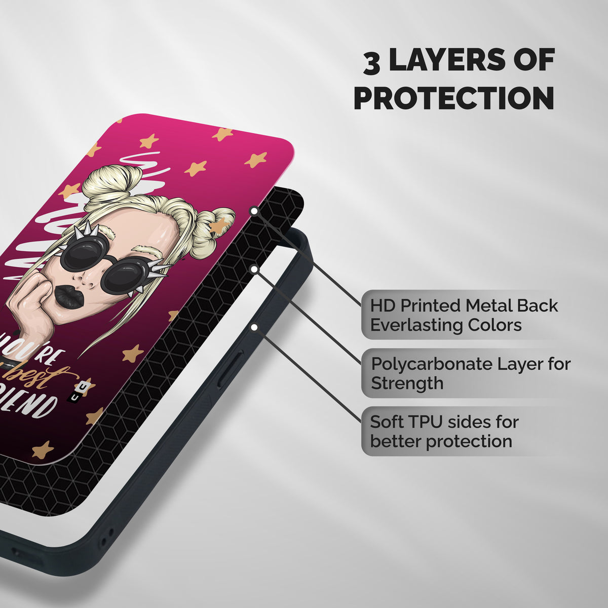 You My Best Friend Shockproof Hybrid Protection (Metal + TPU) Back Case Cover