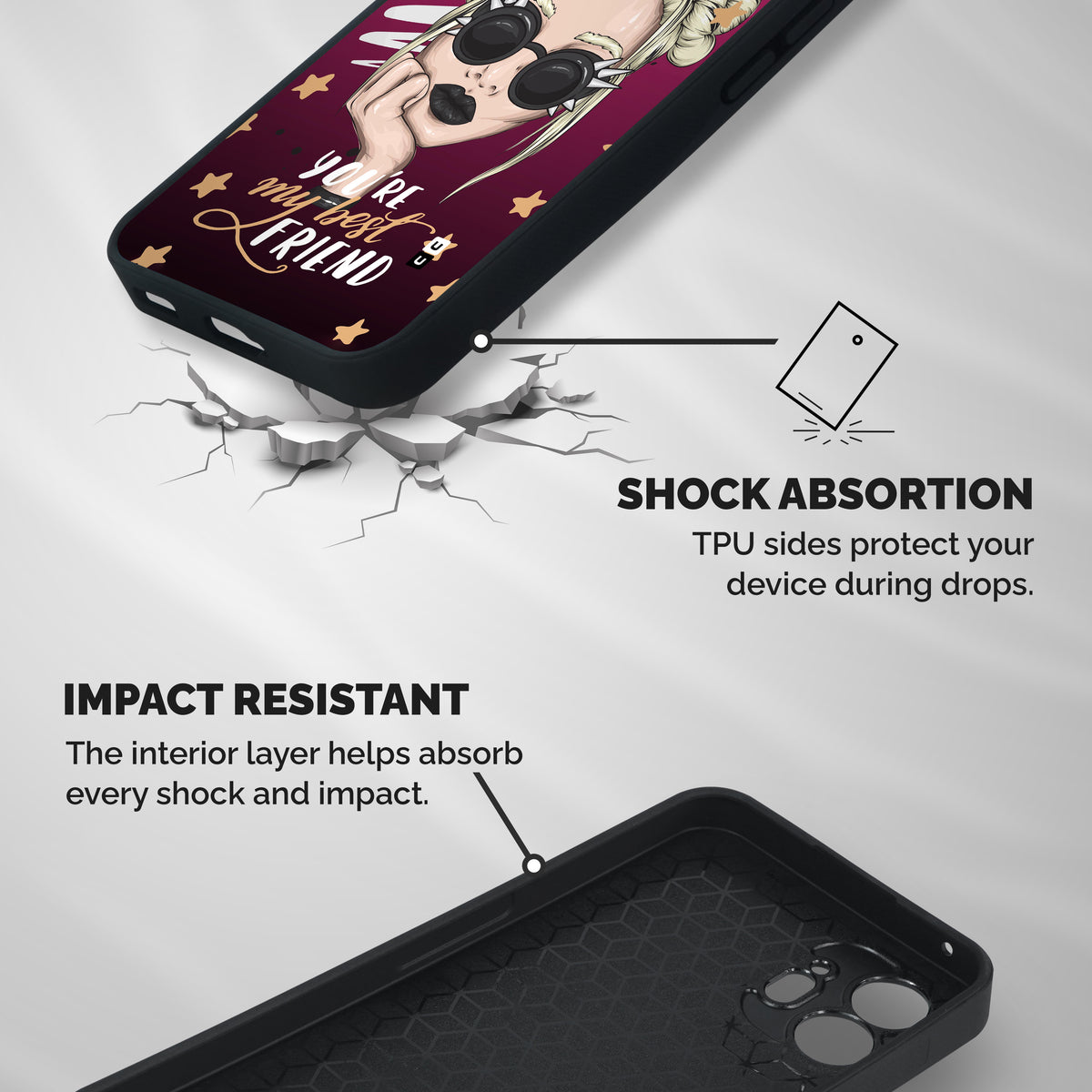 You My Best Friend Shockproof Hybrid Protection (Metal + TPU) Back Case Cover