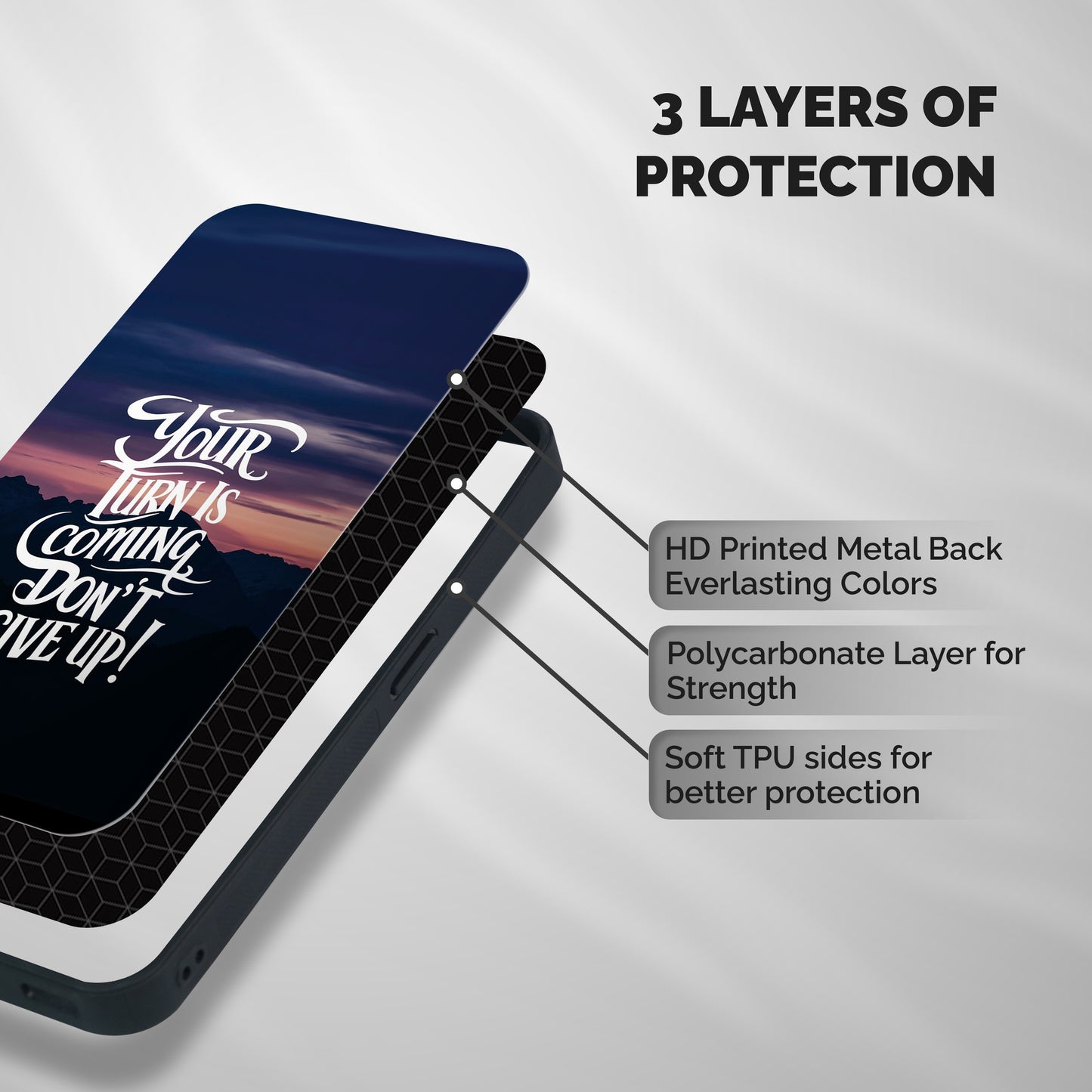 Your Turn Shockproof Hybrid Protection (Metal + TPU) Back Case Cover