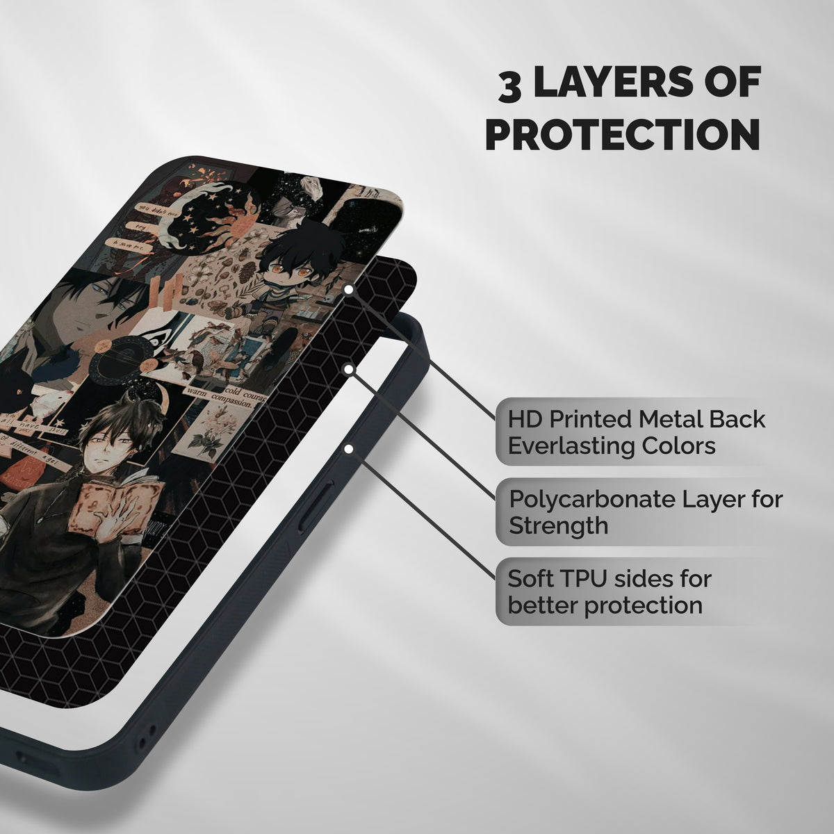 Yuno Collage Shockproof Hybrid Protection (Metal + TPU) Back Case Cover
