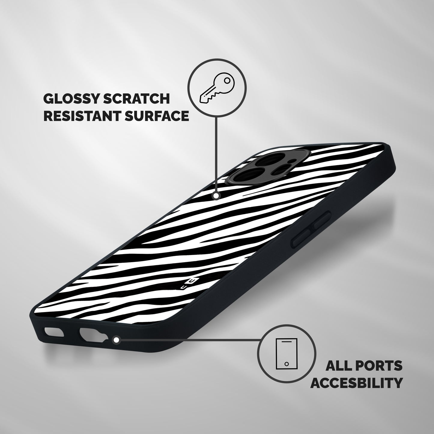 Zebra Pattern Print Shockproof Hybrid Protection (Metal + TPU) Back Case Cover