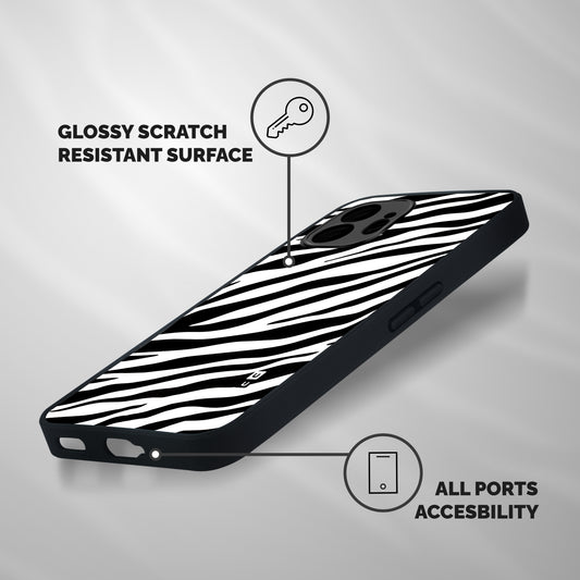 Zebra Pattern Print Shockproof Hybrid Protection (Metal + TPU) Back Case Cover