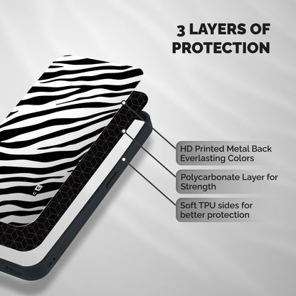 Zebra Pattern Print Shockproof Hybrid Protection (Metal + TPU) Back Case Cover