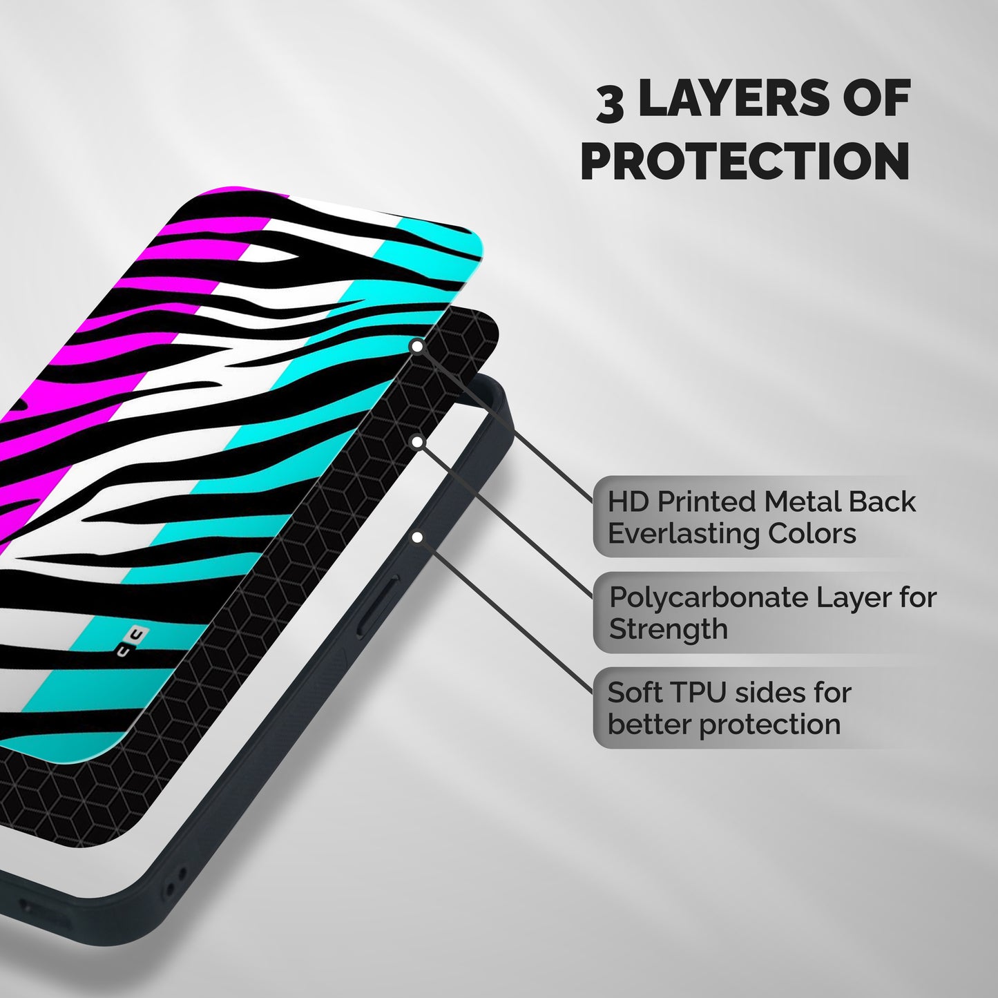 Zebra Texture Shockproof Hybrid Protection (Metal + TPU) Back Case Cover