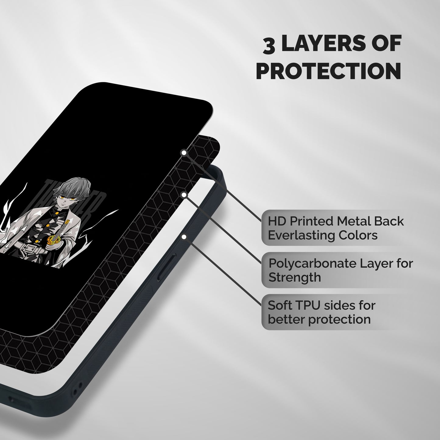 Zenitsu Agatsuma Shockproof Hybrid Protection (Metal + TPU) Back Case Cover
