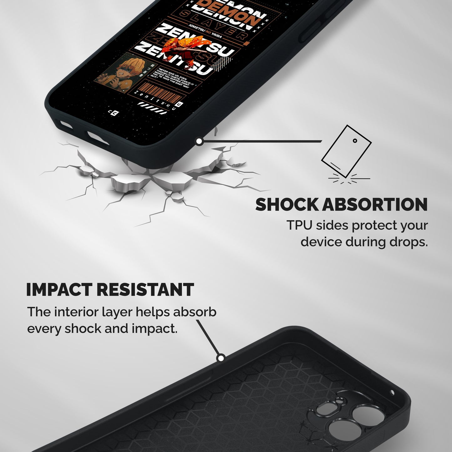 Zenitsu Typo Shockproof Hybrid Protection (Metal + TPU) Back Case Cover
