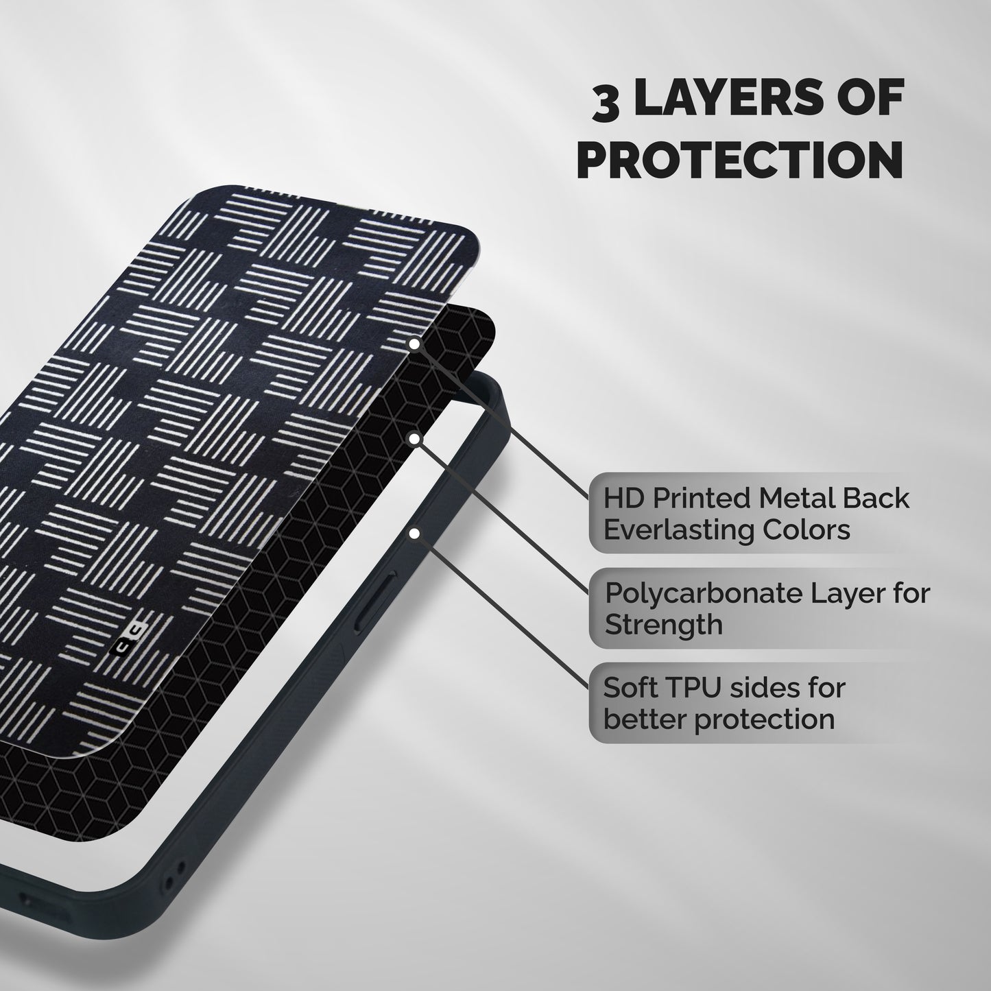 Zig Zag Hierarchy Shockproof Hybrid Protection (Metal + TPU) Back Case Cover